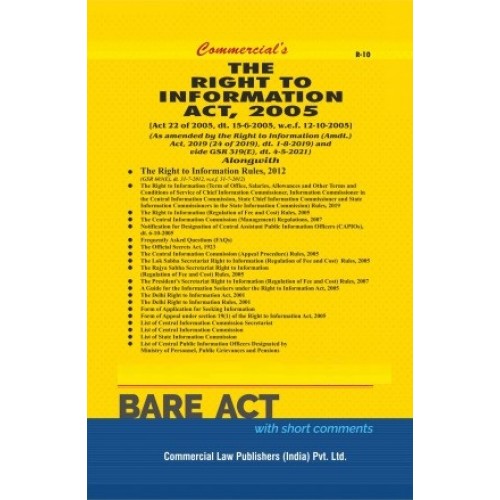 Commercial's Right to Information Act, 2005 [RTI] Bare Act 2023